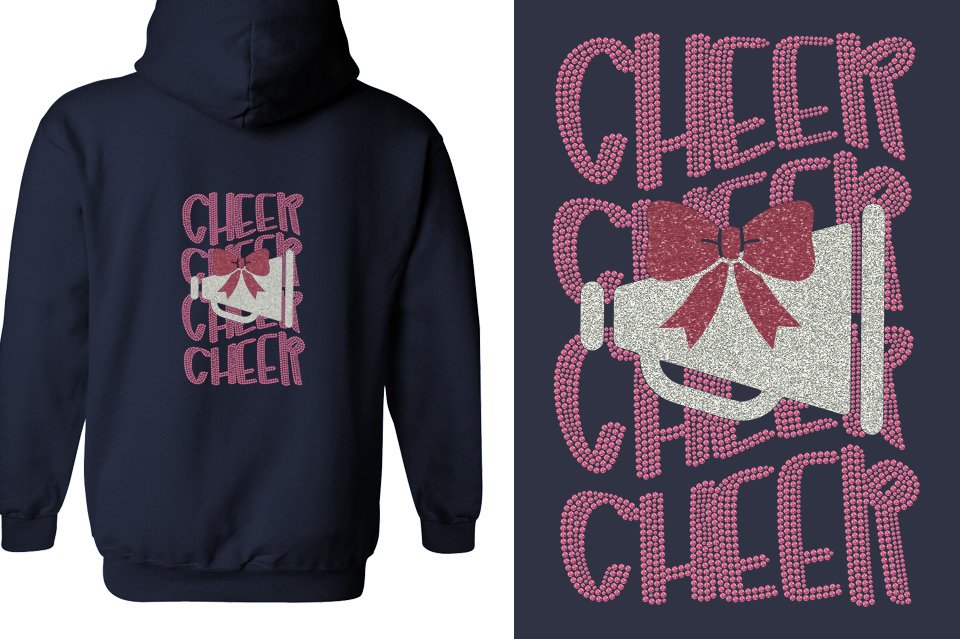 CHEER CHEER CHEER CHEER glitter rhinestones Unisex Zip Hoodie