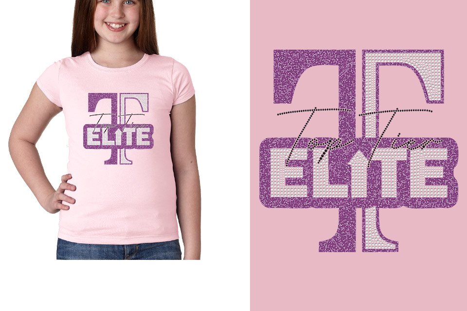 Top Tier Elite - glitter plus stones Girls' Princess T-Shirt