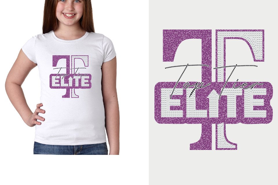 Top Tier Elite - glitter plus stones Girls' Princess T-Shirt