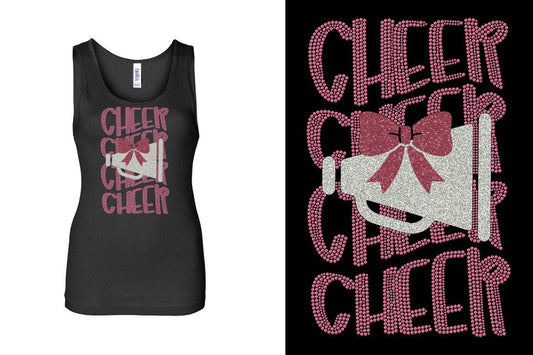 CHEER CHEER CHEER CHEER  glitter rhinestones Youth Tank