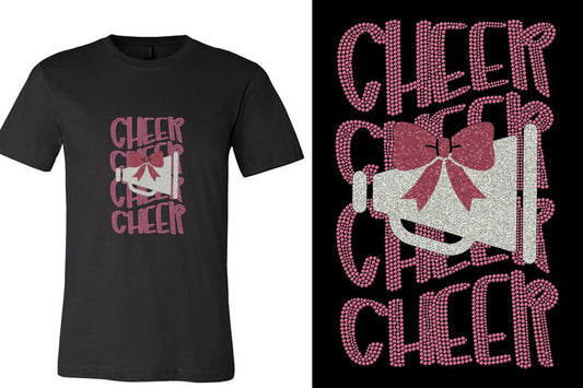 CHEER CHEER CHEER CHEER  glitter rhinestones Unisex t-shirt