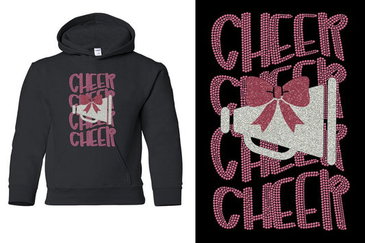 CHEER CHEER CHEER CHEER  rhinestones Youth Pullover Hoodie