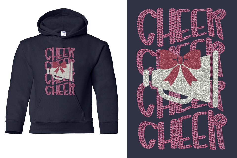 CHEER CHEER CHEER CHEER  rhinestones Youth Pullover Hoodie