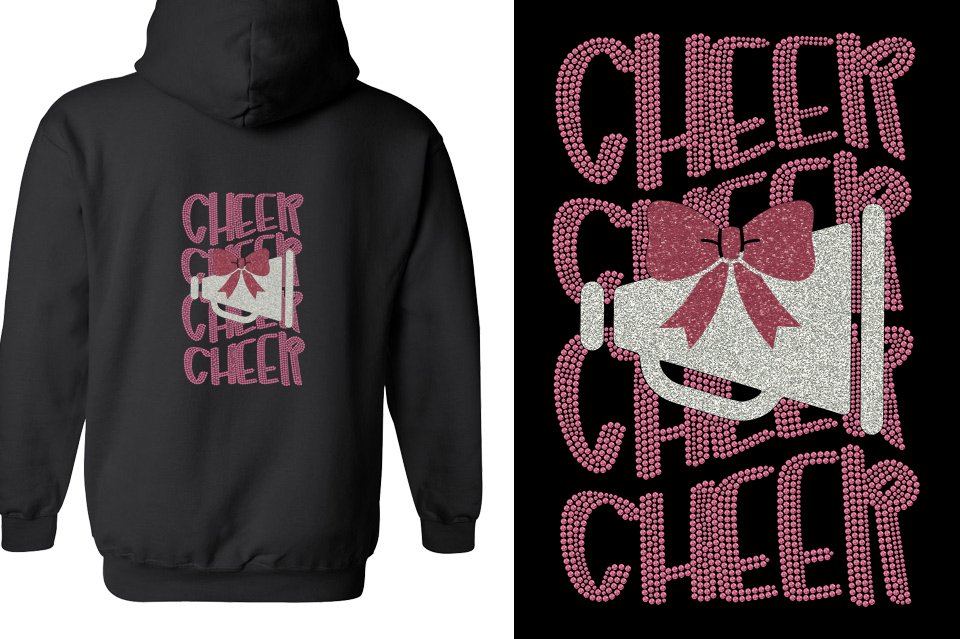 CHEER CHEER CHEER CHEER  glitter rhinestones Unisex Zip Hoodie