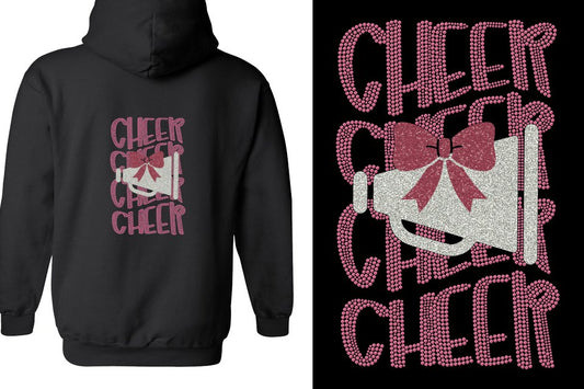 CHEER CHEER CHEER CHEER  glitter rhinestones Unisex Zip Hoodie