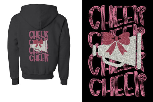 CHEER CHEER CHEER CHEER  glitter rhinestones Youth Unisex Zip Hoodie