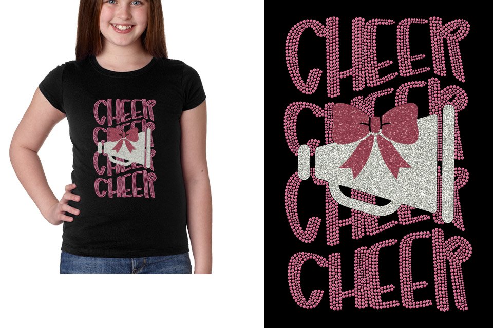 CHEER CHEER CHEER CHEER  glitter rhinestones Girls' Princess T-Shirt