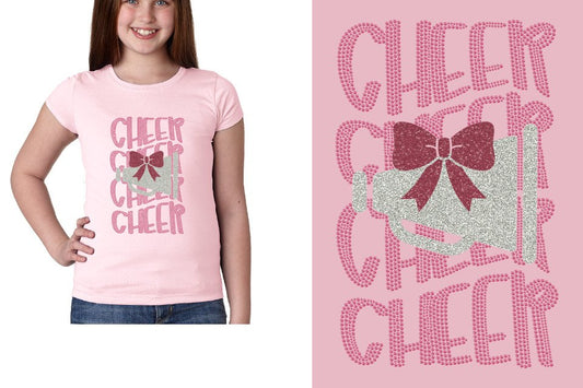 CHEER CHEER CHEER CHEER  glitter rhinestones Girls' Princess T-Shirt