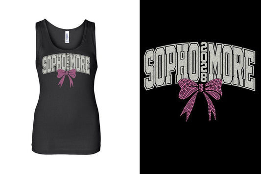 SOPHOMORE 2028 glitter rhinestones Youth Tank
